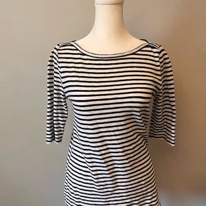 J. Crew Navy and White Striped Long Sleeve Top artist tee small